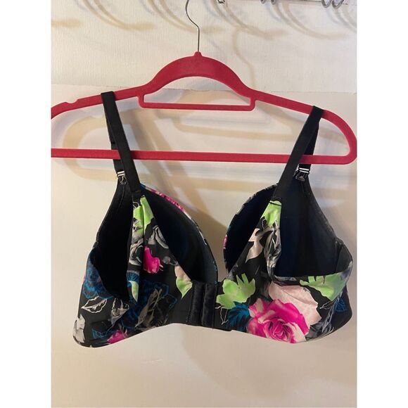 Torrid Curve bra 40c black gray pink multi-color flowers - Picture 2 of 3